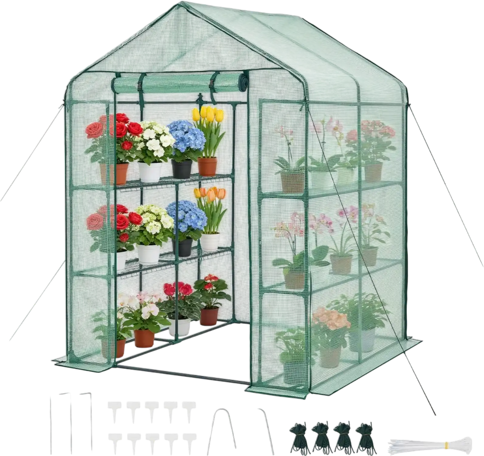 Vevor Greenhouse Walk-In Portable Outdoor Plant Hot House with 8 Shelves 55.5
