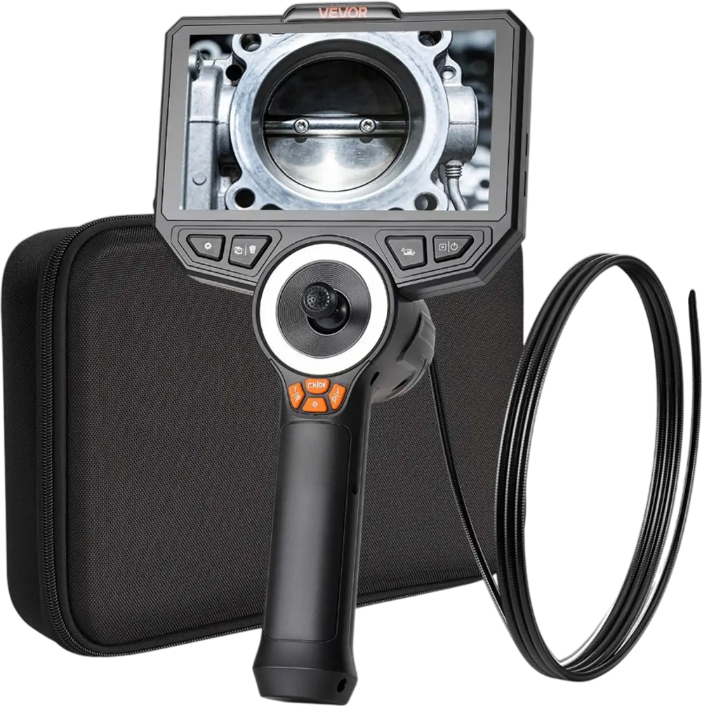 VEVOR Articulating Borescope with 0.15" Ultra Slim Lens, 4-Way 360° Articulated Endoscope Camera with Light, 6" HD IPS Screen, 8X Zoom, 7000mAh Inspection Camera for Auto & Tight Mechanical Spaces