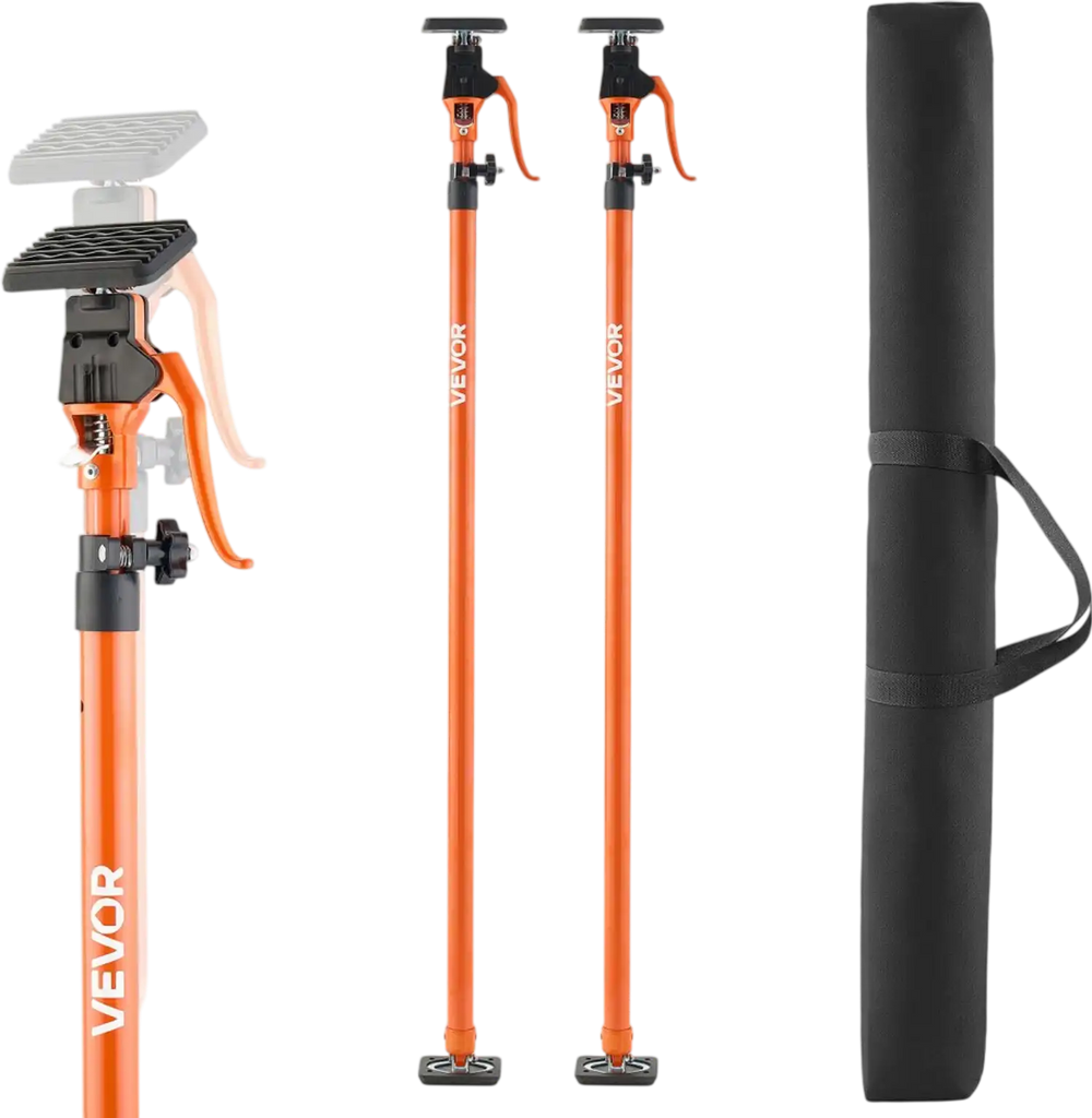 VEVOR Cabinet Jack Support Pole, 2-Pack, 49.2-114.6 Inch Steel Telescopic Quick Support Rod, Adjustable 3rd Hand System up to 198 lbs Capacity for Installing Cabinets, Lifting Drywall, Cargo Bars