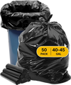 VEVOR Contractor Trash Bags, 40-45 Gallon Heavy Duty Contractor Trash Bags, 1.7 MIL Thick Large Black Industrial Garbage Bag, Big Garbage Bag (50 Count), for Commercial, Household and Industrial Use