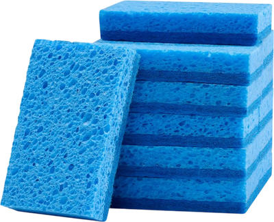 VEVOR Sponges, 12 Pcs Durable Natural Kitchen Sponges with Cellulose & Scrub Pad, Easy-to-Rinse Cleaning Sponges with Honeycomb Structure & Quick Water Absorption, Fit for Home Cleaning