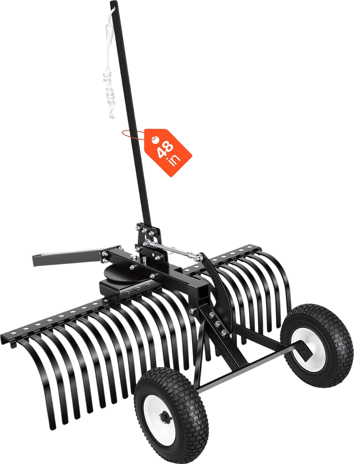Vevor Tow Behind Landscape Rake 48 in. with 24 Tines Adjustable Universal Hitch New