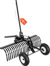 VEVOR 48in Tow Behind Landscape Rake, Pull Behind Lawn Rock Rakes for ATV Mower Tractors, 24 Durable Steel Tines, Adjustable Height & Angle, Heavy Duty Dethatcher Rake for Leaves Debris