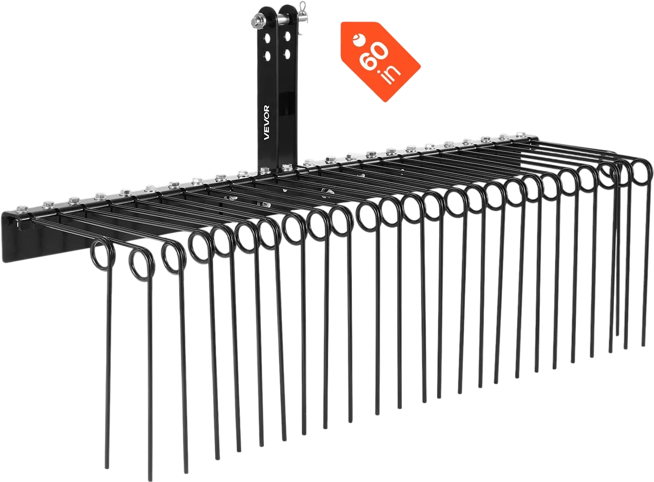 Vevor Tow Behind Landscape Rake 60 in. with 26 Spring Steel Tines New