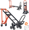 VEVOR 3 in 1 Industrial Convertible Stair Climbing Cart, 770 lbs Max Load, Folding Hand Truck Dolly with Handle & Wheels, Stair Climbing Utility Trolley for Transport & Moving, Orange & Silver
