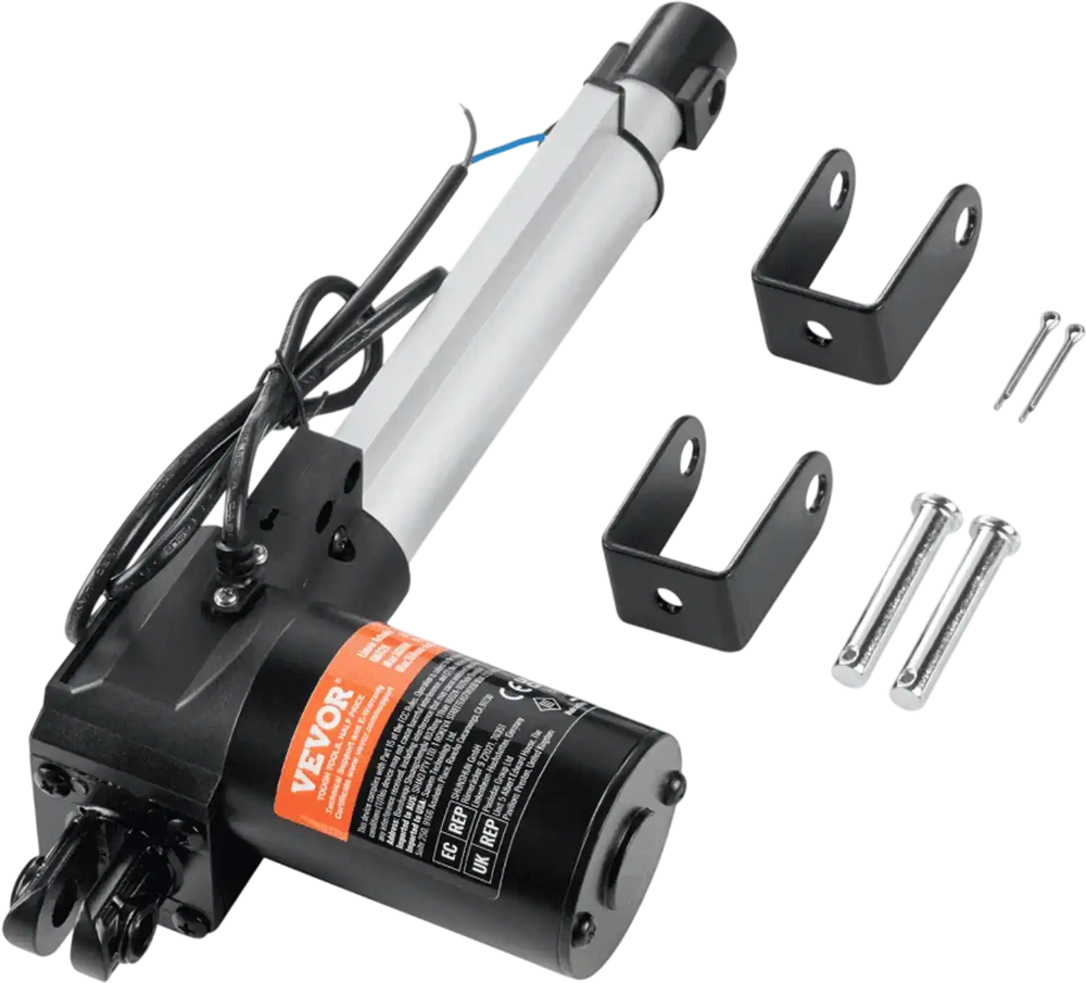VEVOR Linear Actuator 12V, 6 Inch Heavy Duty 1320lbs/6000N Linear Actuator, 0.19"/s Linear Motion Actuator with Mounting Bracket & IP44 Protection for Electric Door Industrial Machinery Vessels Cargo