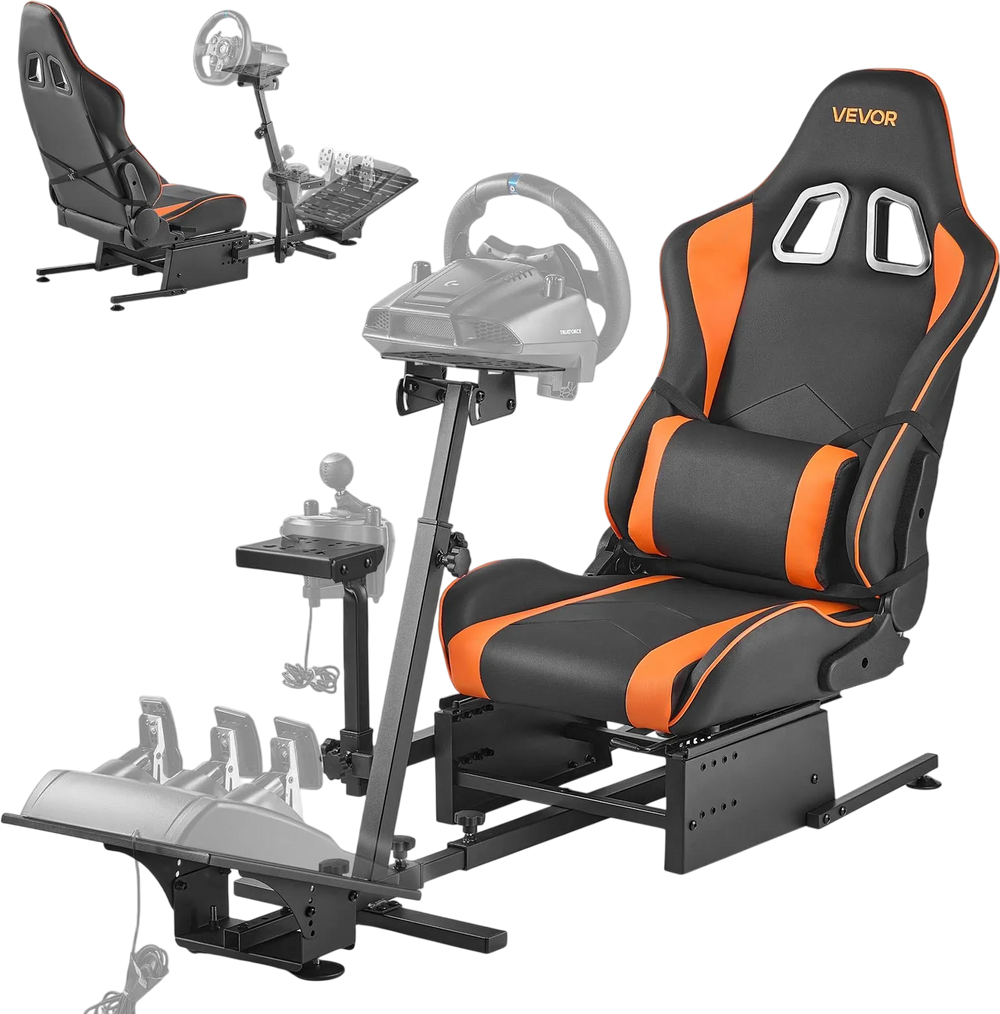 Vevor Racing Wheel Stand Simulator Cockpit with Upholstered Seat Steel Frame New