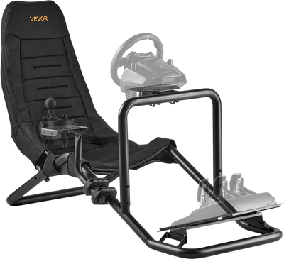 VEVOR Racing Wheel Stand, Heavy-Duty Integrated Simulator Cockpit Steering Stand, Fit Logitech G25,G27,G29,G920,G923, Thrustmaster T300RS,TX F458,T500RS,T3PA-PRO (F1/GT) and CSR Pedals, Black
