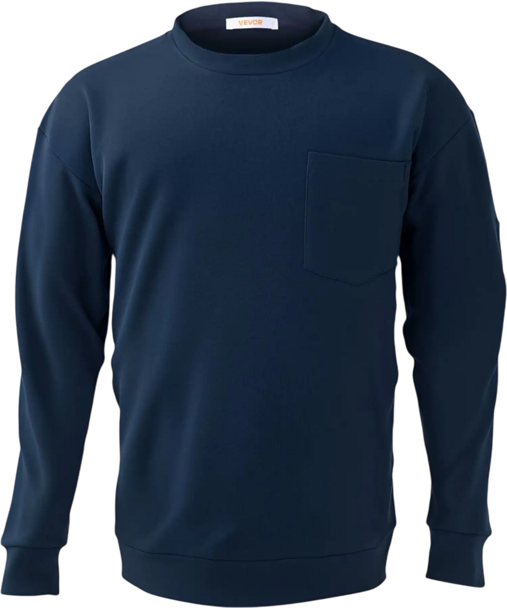 VEVOR FR Shirts, Flame Resistant Long Sleeve Clothing Lightweight 7 oz Breathable Cotton, Men's Fire Retardant Work Shirt with Pre-shrink Treatment & Pocket, for Welders,Electricians,Navy Blue L