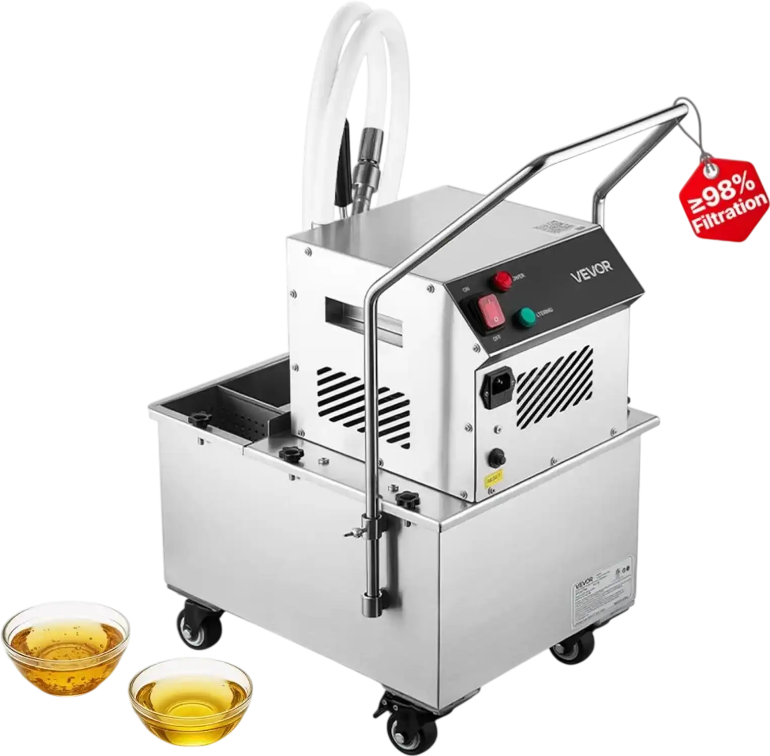 Vevor Fryer Filter Machine Commercial Mobile 18L 4.8 Gal Stainless Steel New