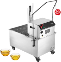 VEVOR Commercial Mobile Fryer Filter Machine, 55L /14.5Gal Filter Truck Cart, 250W Deep Frying Oil Filtration System, Stainless Steel, 12 L/min Filtering Speed, for Restaurant, Kitchen, Burger Shop
