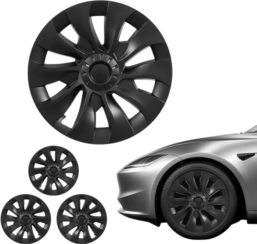 VEVOR Hubcaps Wheel Covers for 2017-2023 Tesla Model 3, 18 Inch Set of 4 Wheel Rim Cover Hubcaps OEM Style Replacement, R18 Size Snap On Car Hub Caps, Premium 10-Spoke ABS Tire Rim Caps, Matte Black