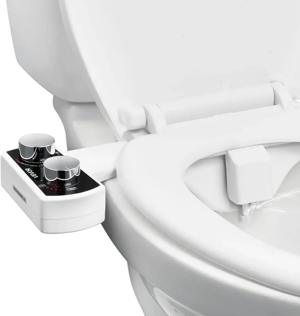 VEVOR Bidet Attachment for Toilet, Non-Electric Bidet Toilet Seat Attachment - Dual Retractable Nozzles, Adjustable Water Pressure,  Easily Installed Cold Water Sprayer for Rear Feminine Wash, White