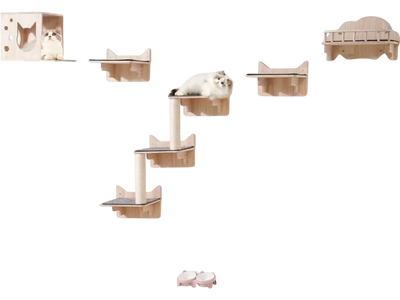 Vevor Cat Shelves Wall-Mounted Cat Perches with Jumping Boards Nest Barrier Board & Cat Tree Set of 5 New