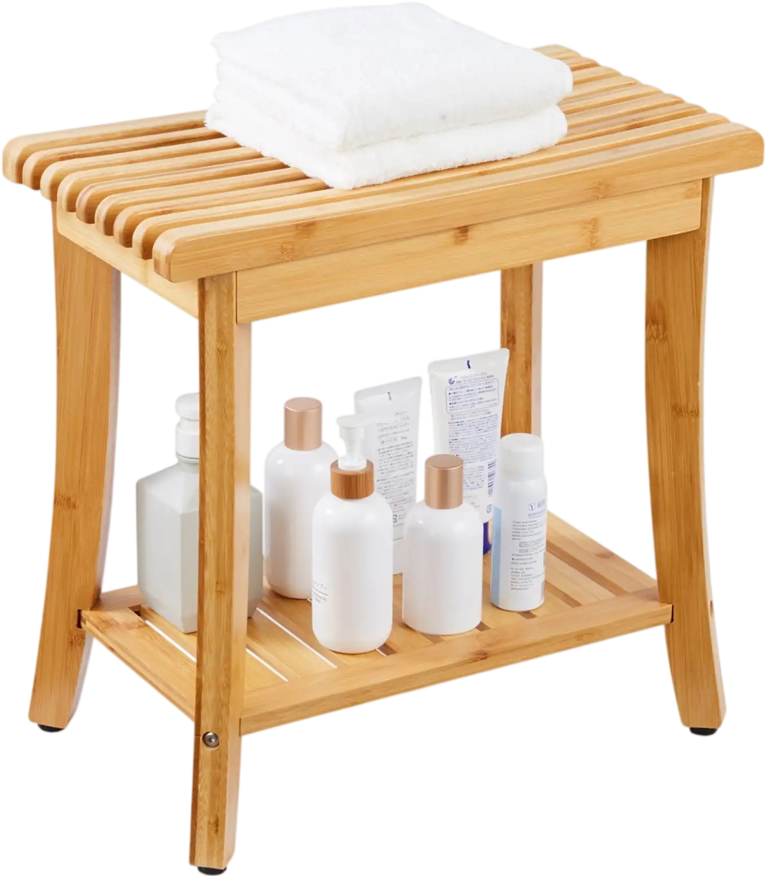 Vevor Shower Bench Bamboo Bathroom Stool with Storage Shelf 19.1