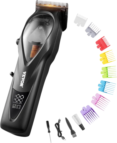 VEVOR Hair Clipper for Men with Magnetic Motor 10000RPM, Cordless Barber Clipper with DLC Fade Blade, Men's Hair Cutting Grooming Kit with 8 Guide Combs for Home Barber, Ideal Gift for Man