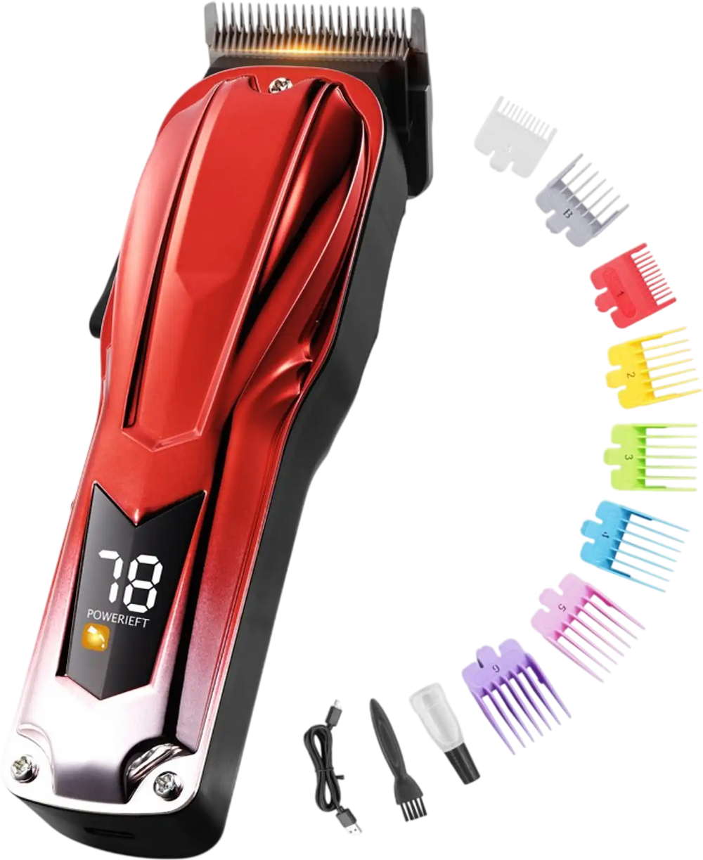VEVOR Professional Hair Clipper for Men, Cordless Barber Clipper with 6800RPM Brushless Motor & LED Display, Men's Hair Cutting Grooming Kit with 8 Guide Combs for Home Barber, Ideal Gift for Husband