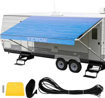 Vevor RV Awning Fabric 17' Ocean Blue Fade Replacement Canopy New