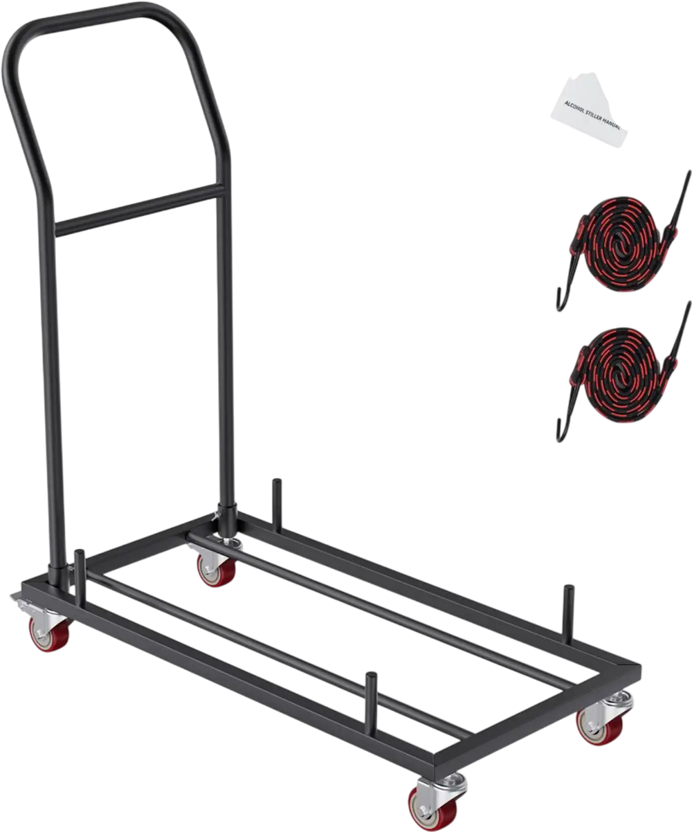 VEVOR Folding Chair Dolly, Iron Commercial Cart with 12 Chairs Capacity, Folding Chairs Rack Trolley with 4 Casters, Storage Transport Dolly for Flat Stacking Plastic Resin and Wood Chairs, Black