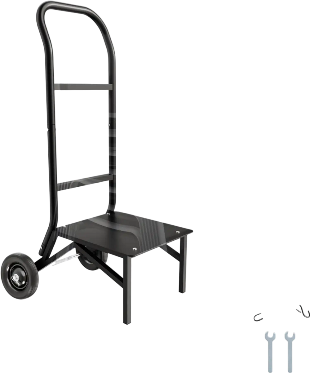 VEVOR Folding Chair Rack, 150 LBS Capacity, Heavy-duty Chair Cart for Stacking 10 Chairs, Multi-Function Metal Chair Storage Dolly with Rubber Wheels, Push-Style Chair Holder, Matte Black