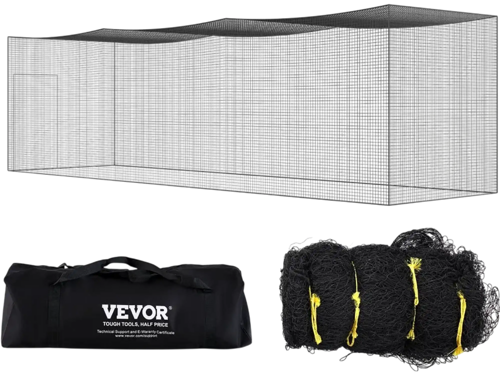 VEVOR Baseball Batting Netting, Professional Softball Baseball Batting Hitting Training Net, Practice Portable Pitching Cage Net with Door & Carry Bag, Heavy Duty Enclosed PE Netting, 35FT (NET ONLY)