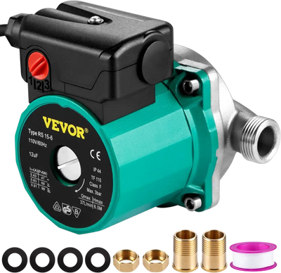 Vevor Water Circulator Pump Hot Water Recirculating 93W 110V 3-Speed New