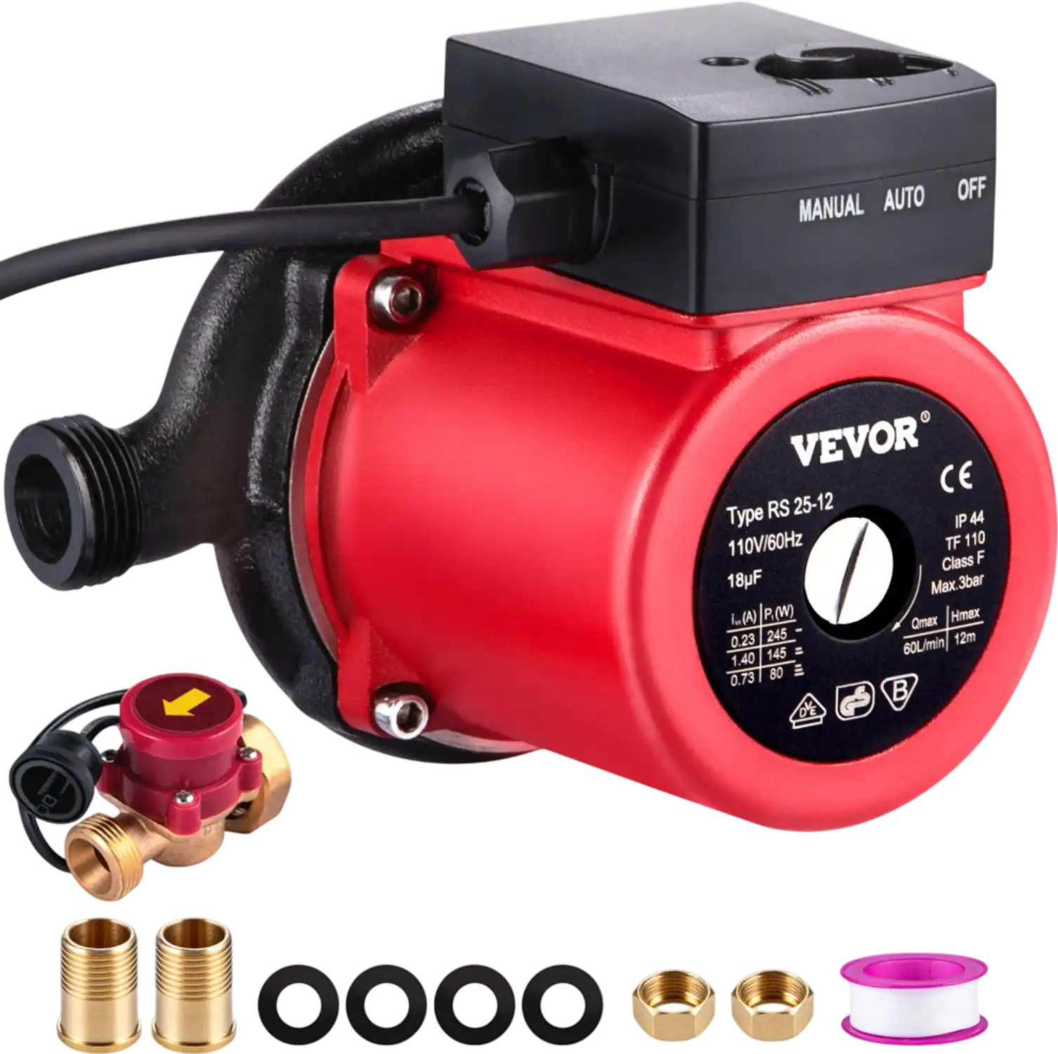 Vevor Recirculating Pump Hot Water 245W 110V Automatic Start NPT 1