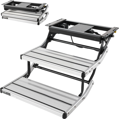 Vevor RV Stairs 2-Step Electric Retractable Non-Slip 440 lb. Capacity New