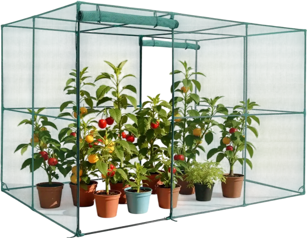 VEVOR Crop Cage, 9.5 x 6.36 x 6.36 ft Plant Protection Tent with Zippered Door, Wind-Resistant Tall Crop Cage, Easy to Install, Outdoor Raised Bed Cover, Tomato Plant Netting for Garden Patio Lawn