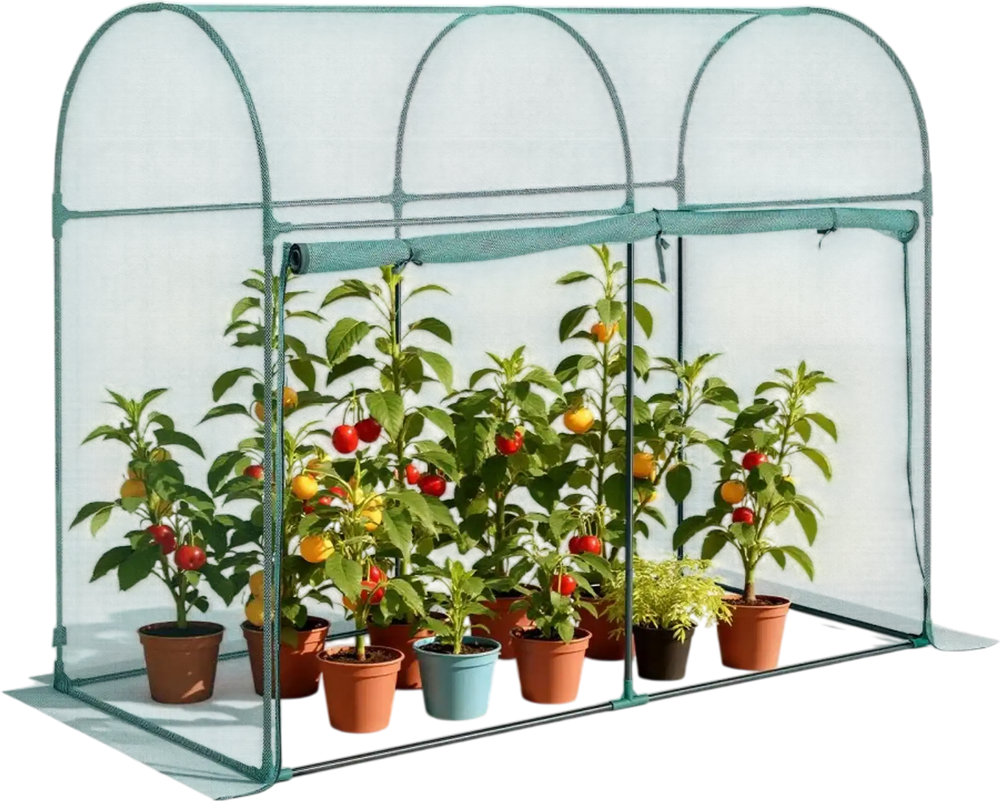 VEVOR Crop Cage, 5.9 x 2.98 x 4.9 ft Plant Protection Tent with Zippered Door, Wind-Resistant Tall Crop Cage, Easy to Install, Outdoor Raised Bed Cover with Frame, Plant Netting for Garden Patio Lawn