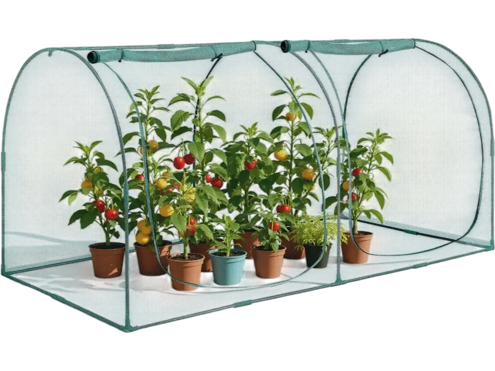 VEVOR Crop Cage, 8.1 x 3.9 x 3.9 ft Plant Protection Tent with Zippered Door, Wind-Resistant Tall Crop Cage, Easy to Install, Outdoor Raised Bed Cover with Frame, Plant Netting for Garden Patio Lawn