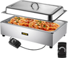 VEVOR Commercial Food Warmer, Full-Size 1 Pot Steam Table with Lid, 9.5 Quart Electric Soup Warmers, Grade Stainless Steel Bain Marie Buffet Equipment, Fits 21 x 13.2 Pan, 400W, for Restaurant, Sliver
