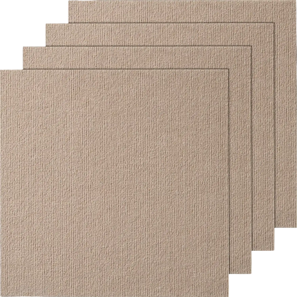 VEVOR Carpet Tiles Peel and Stick, 18” x 18” Squares Self Adhesive Carpet Floor Tile, Soft Padded Carpet Tiles, Easy Install DIY for Bedroom Living Room Indoor Outdoor (10 Tiles, Light Brown)