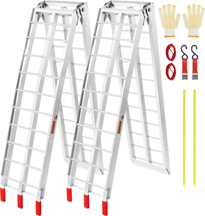 VEVOR Aluminum Ramps, 1500 lbs Folding Loading Ramps for Pickup Trucks Bed, Trailers Ramp with Load Straps for Dirt Bike, UTV, ATV, Trucks, Lawn Mowers, Snowblower, Cargo Trailer, 89