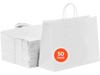 VEVOR Kraft Paper Bags with Handles, 50Pcs 16 x 6 x 12 in, Large Paper Grocery Bags, Reusable & Recycled Take-Out Sacks, Plain Party Bag Bulk for Birthday, Wedding, Business, Goody, White