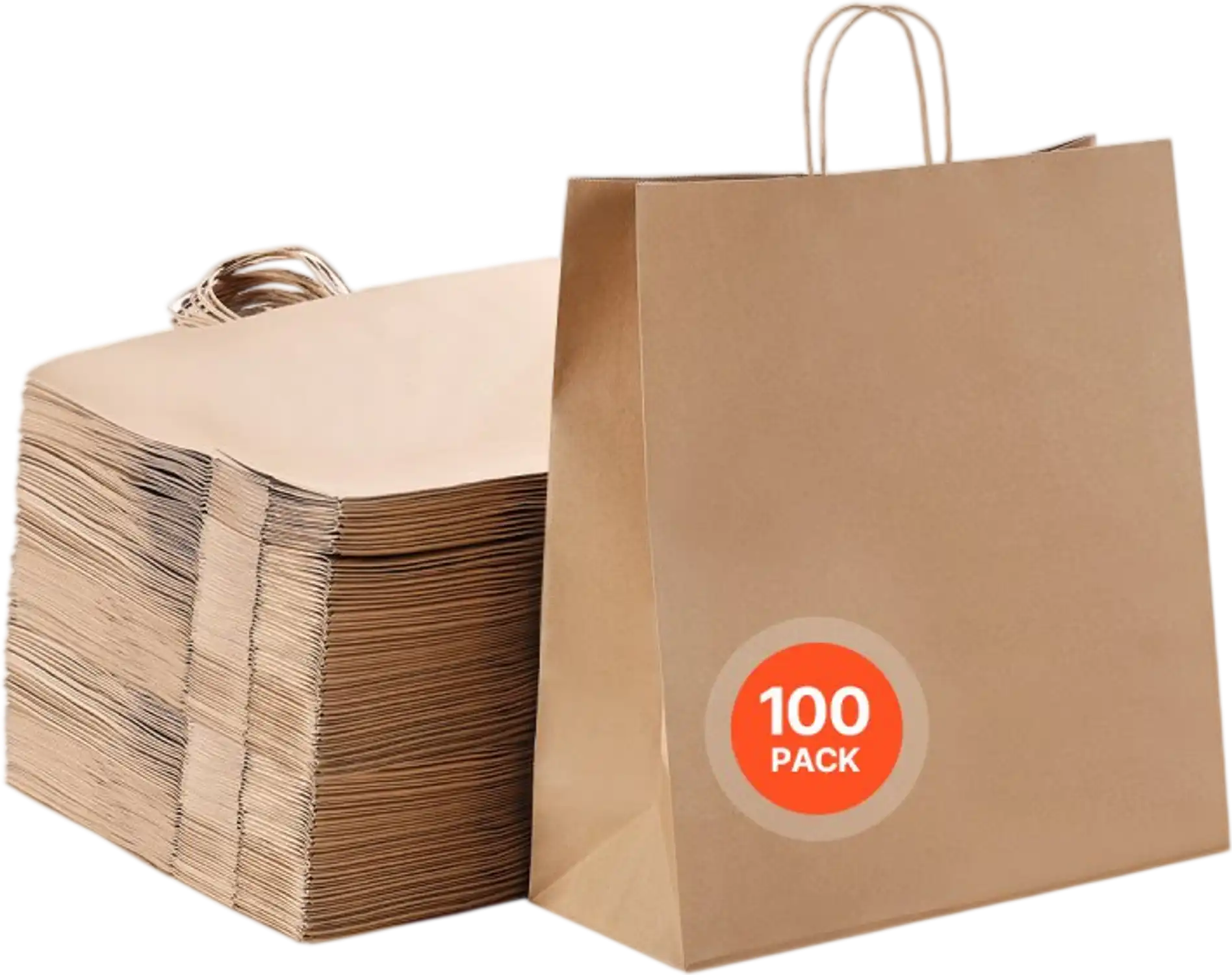 Vevor Paper Bags Kraft Paper Bags with Handles 100 pcs 18 x 7 x 19