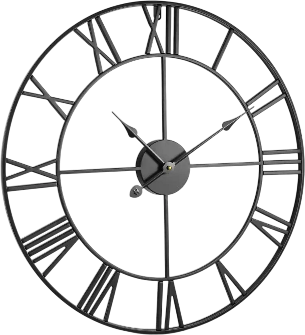 VEVOR Wall Clock, 24 in Wall Clock Roman Numerals, Battery Operated Non Ticking Silent Classic Decorative Round Clocks, for Living Room Bedroom Office Kitchen Dining Room Home Decor Farmhouse, Black