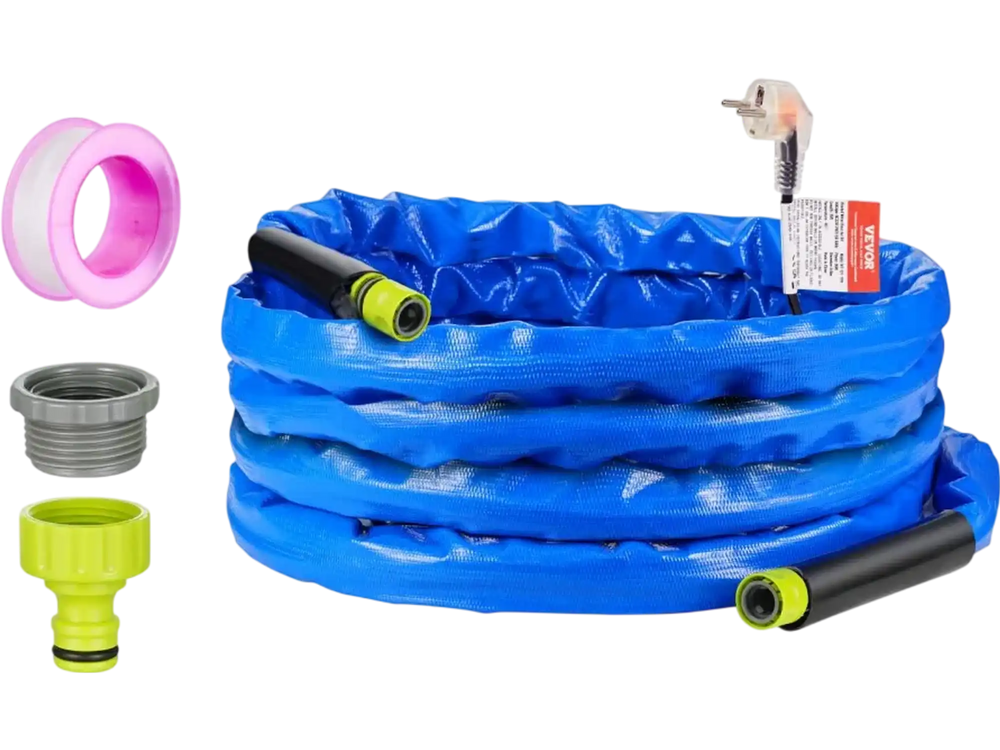 VEVOR 25ft Heated Water Hose for RV, Heated Drinking Water Hose with Corrugated Cover Antifreeze to -45°F, Automatic Self-regulating, 5/8" I.D. with 3/4" GHT Adapter, Lead and BPA Free