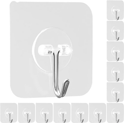Vevor Adhesive Hooks 12-Pack Self-Adhesive Towel Coat Hooks New