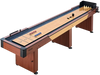 VEVOR 12 ft Shuffleboard Table, 2 in 1 Shuffleboard and Bowling Combo Set, Shuffle Board with Rustic Wood Finish, Scratch-Resistant Playfield, 8 Pucks, Bowling Set, Wax, Brush, for Family Game Room