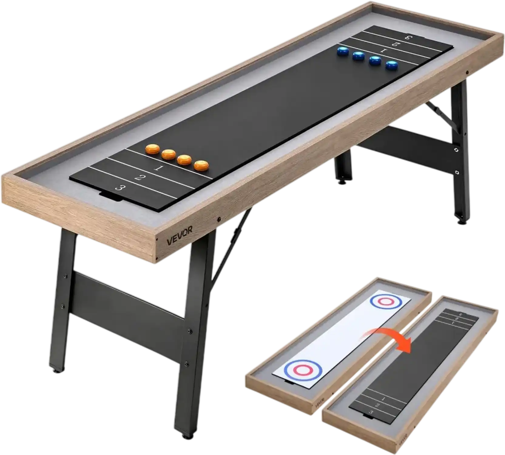 Vevor Shuffleboard Table 7' 2-in-1 Tabletop Curling Combo Game New