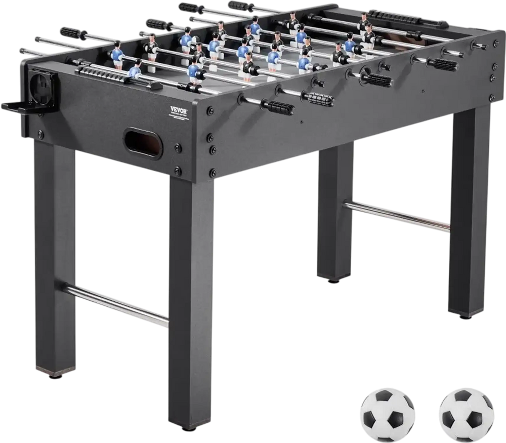 VEVOR Foosball Table, 48 inch Standard Size Table, Indoor Full Size Foosball Tables for Home, Family, and Game Room, Durable Soccer Set, Includes 2 Balls, Score Keeper, and 2 Cup Holders