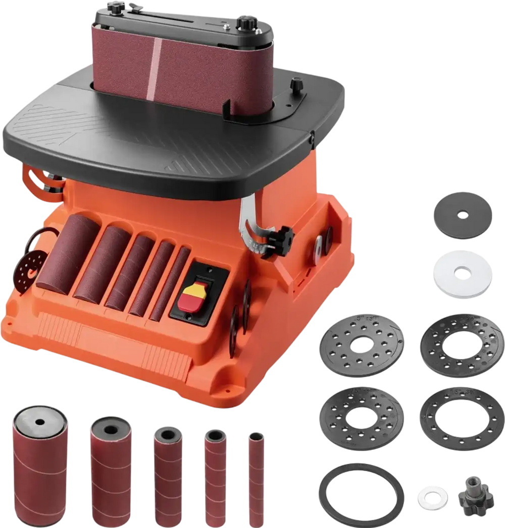 VEVOR Oscillating Belt and Spindle Sander, 2400RPM Benchtop Spindle Sander with 5/8" Stroke, 5 Sleeves (1/2" - 2") & 24" x 3.86" Sanding Belt for Woodworking, Furniture Finishing, DIY Projects