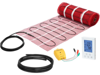 VEVOR 70 sqft Self-Adhesive Mesh Floor Heating Mat System, 120V Electric Radiant Heated Floor System, with Smart Control Thermostat & Alarm, Easy Installation for Tile, Stone, Vinyl