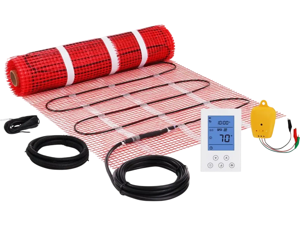 VEVOR Floor Heating Mat, 30 Sq.ft, Electric Radiant In-Floor Heated Warm System with Digital Floor Sensing Thermostat, Includes Installation Monitor, Adhesive Back for Easy Installation on The Floor