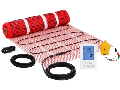 VEVOR Floor Heating Mat, 30 Sq.ft, Electric Radiant In-Floor Heated Warm System with Digital Floor Sensing Thermostat, Includes Installation Monitor, Adhesive Back for Easy Installation on The Floor
