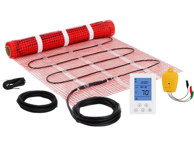 VEVOR Floor Heating Mat,10 Sq.ft. 14℉-113℉ Electric Radiant Floor Heated Warm System with Digital Floor Sensing Thermostat, 110-120V  Includes Installation Monitor, Adhesive Back for Easy Installation