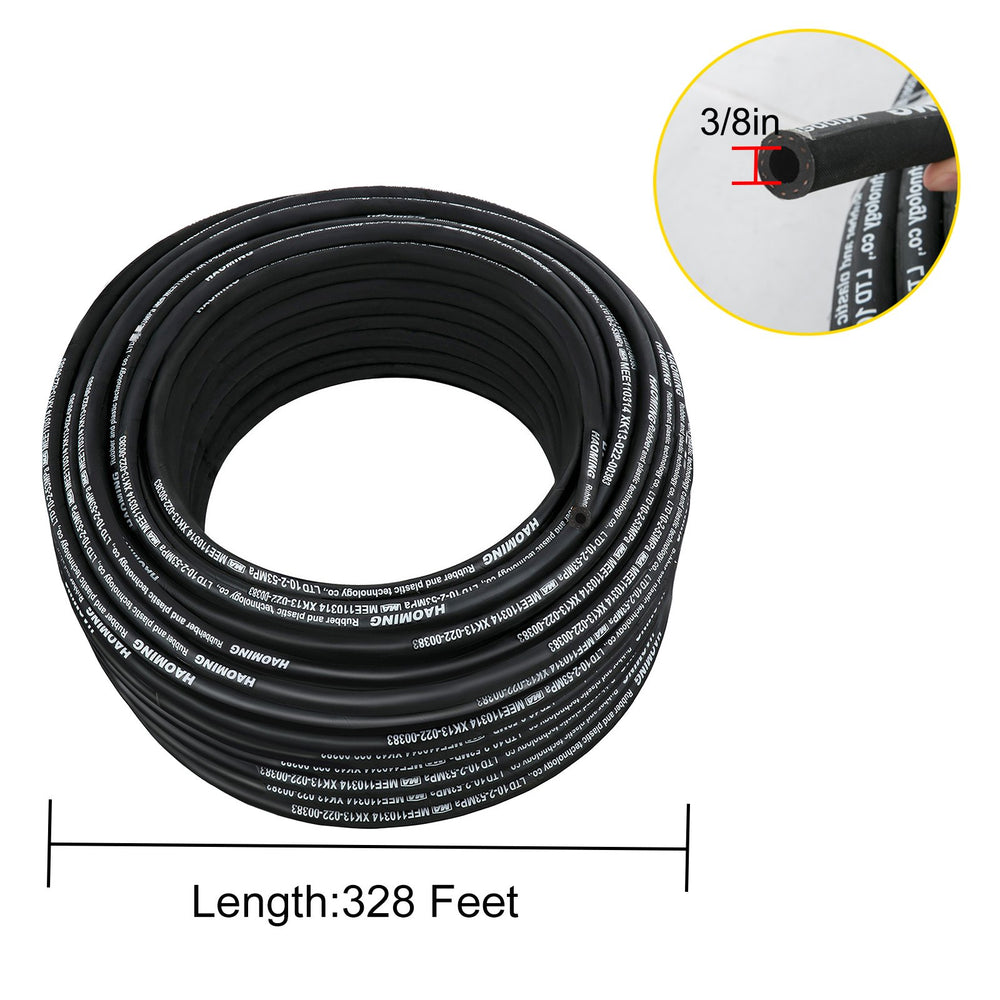 Vevor Hydraulic Hose 328 ft. 3/8" Rubber with High-Tensile Steel Wire Braid 5000 PSI Max New