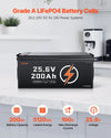 Vevor LiFePO4 Lithium Battery 24V 200Ah 5120Wh with Built-in 100A BMS New