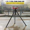 VEVOR Tripod Pipe Chain Vise, 1/8\"-5\" Pipe Capacity, 36.4“ Length Chain Vise Stand with Portable Folding Steel Legs, for Grabbing, Supporting and Bending Pipes in Factory, Workshop and Home